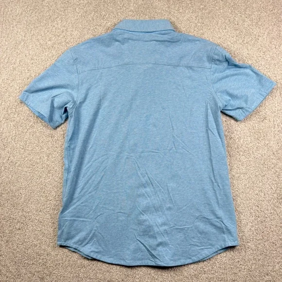 Buttercloth Shirt Mens Medium Blue Icy Cotton Short Sleeve Regular Fit Button Up - Picture 5 of 6